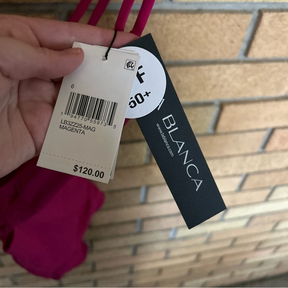 NWT La Blanca Island Goddess Underwire Lace Up One Piece Swimsuit Magenta Size 6 - Picture 5 of 6